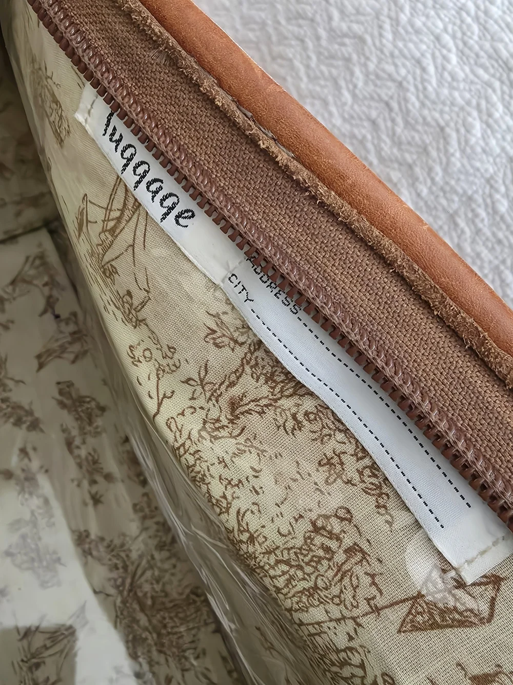 HARTMANN Neutral Tweed Shoulder Bag with Tan Leather Trim VINTAGE